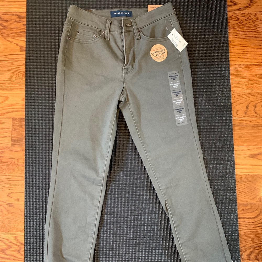 Washed green jeans